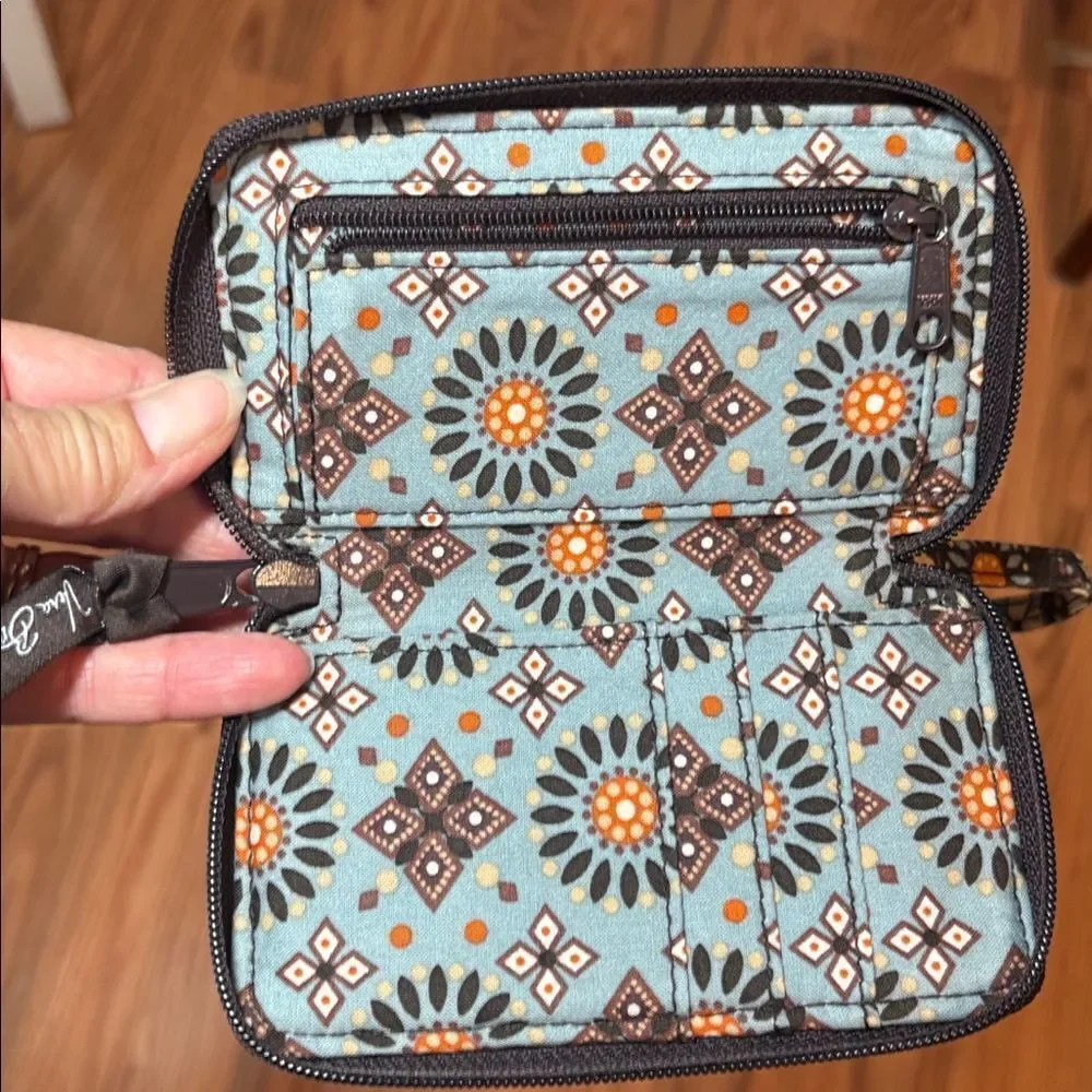Vera Bradley Zip ID Wallet Brown Print
